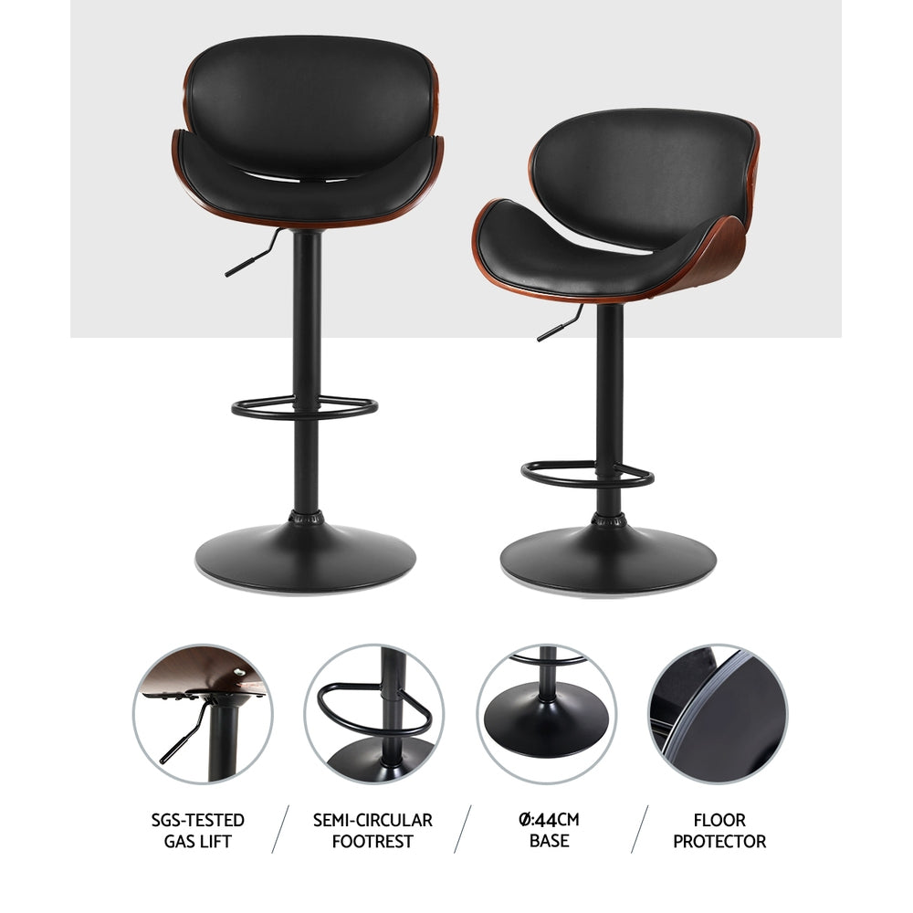 Artiss 2X Bar Stools Kitchen Stool Chairs Dining Swivel Gas Lift Wooden Metal - Newstart Furniture