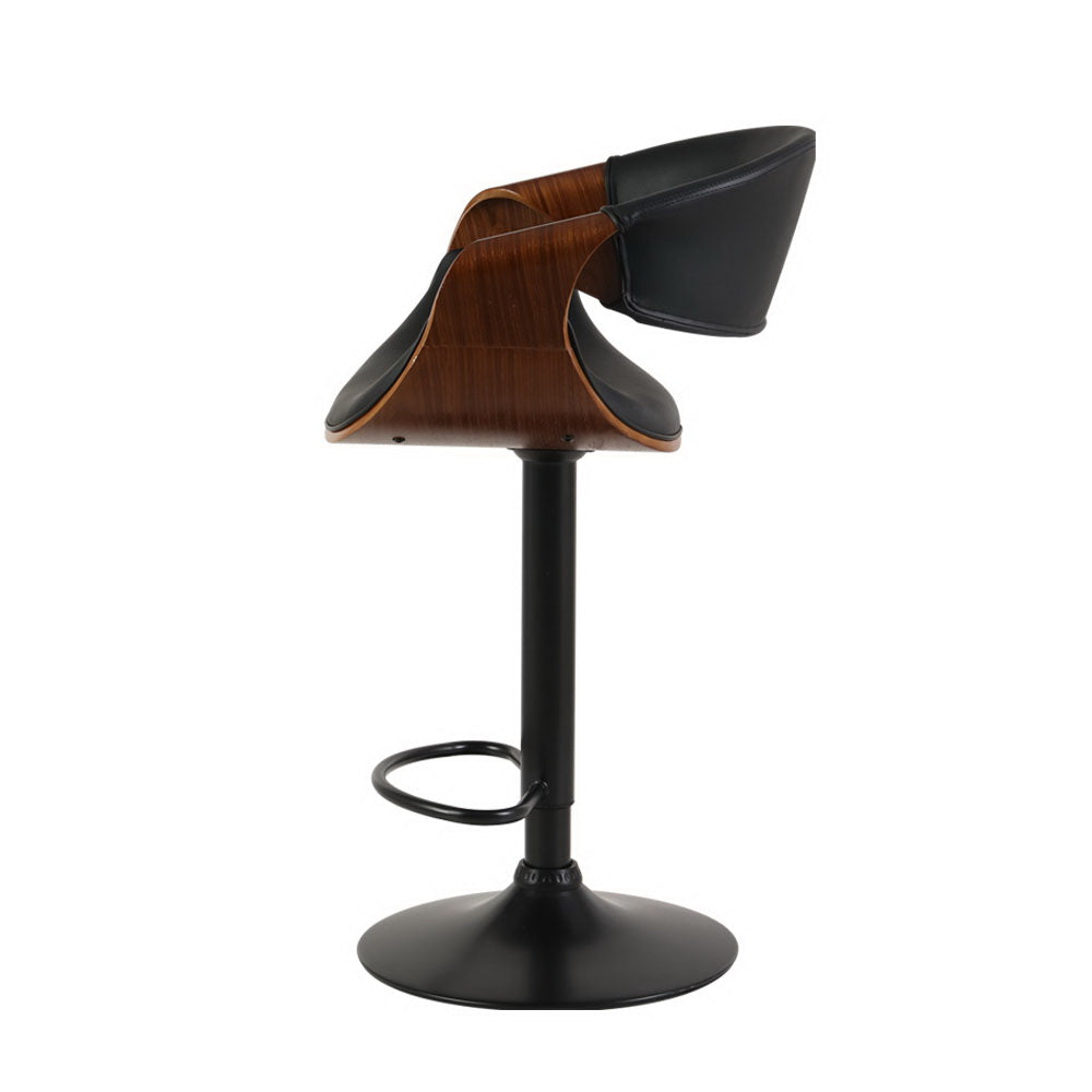 Artiss 2X Bar Stools Swivel Chair Kitchen Gas Lift Wooden Bar Stool Leather - Newstart Furniture