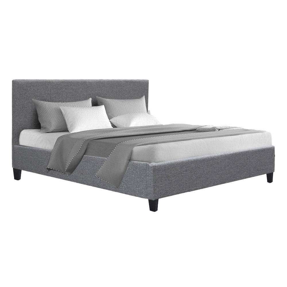 Artiss Neo Double Bed Frame in Grey Fabric - Full View
