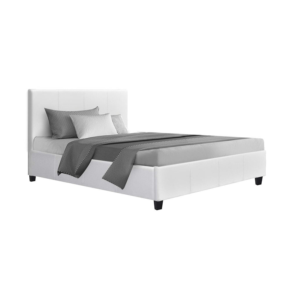 Artiss Neo King Single Bed Frame in White PU Leather - Full View