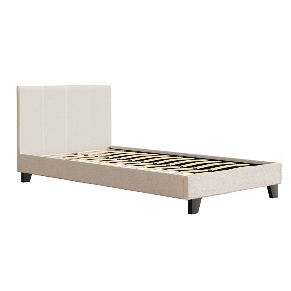 Artiss Bed Frame King Single Size Boucle Fabric Mattress Base Platform Wooden - Newstart Furniture