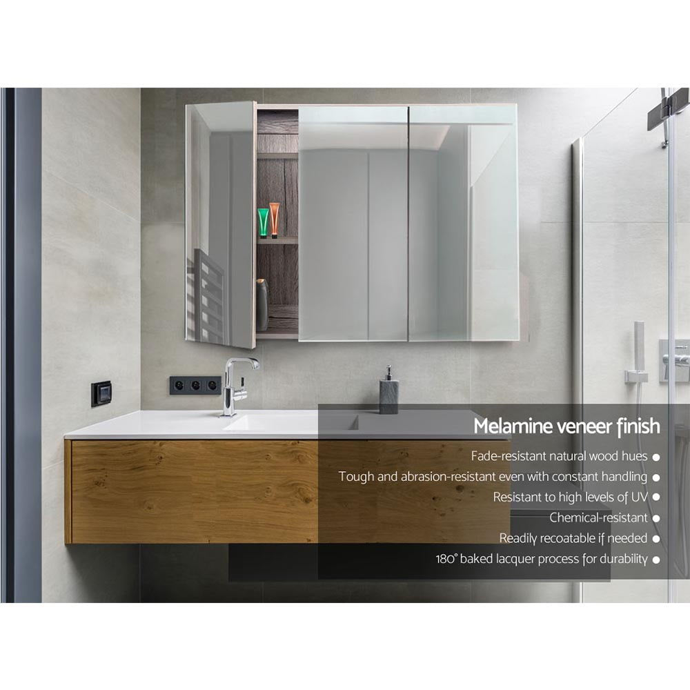 Cefito Bathroom Mirror Cabinet 900mm x720mm - Natural - Newstart Furniture