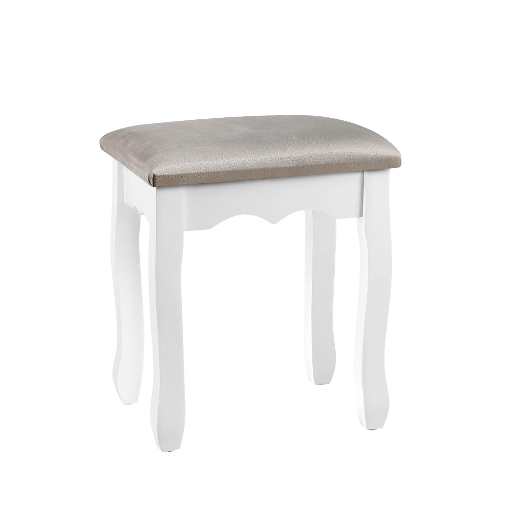 Artiss Dressing Table Stool Makeup Chair Bedroom Vanity Velvet Fabric Grey - Newstart Furniture
