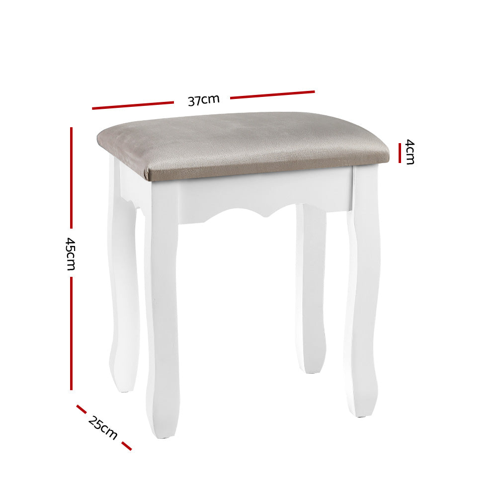 Artiss Dressing Table Stool Makeup Chair Bedroom Vanity Velvet Fabric Grey - Newstart Furniture