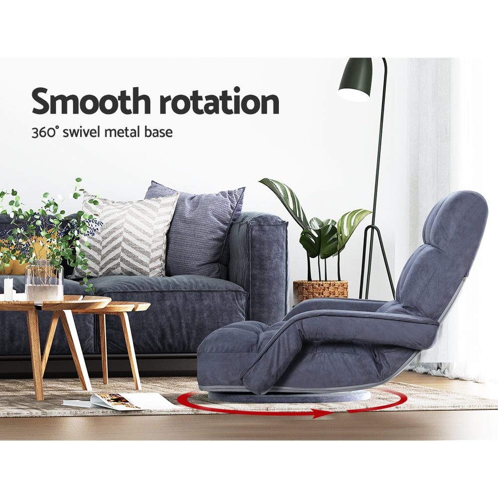 Artiss Floor Sofa Bed Lounge Chair Recliner Chaise Chair Swivel Charcoal - Newstart Furniture