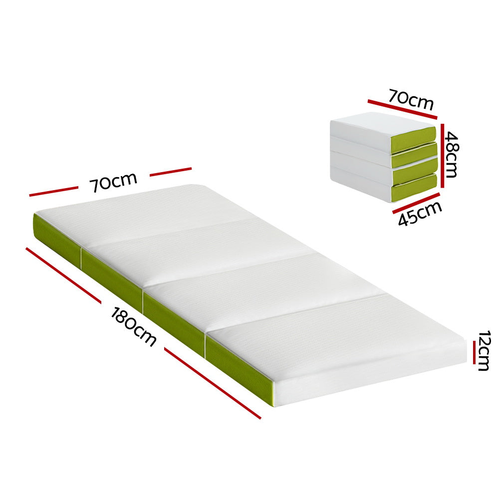 Giselle Bedding Foldable Mattress 4-FOLD Folding Bed Mat Camping Single Green - Newstart Furniture