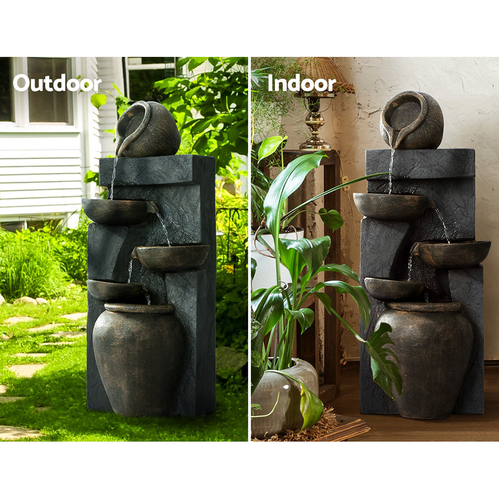 Gardeon Solar Water Fountain Features Outdoor 5 Tiered Cascading Bird Bath - Newstart Furniture