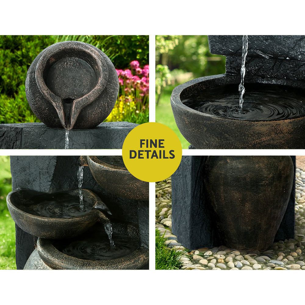 Gardeon Solar Water Fountain Features Outdoor 5 Tiered Cascading Bird Bath - Newstart Furniture