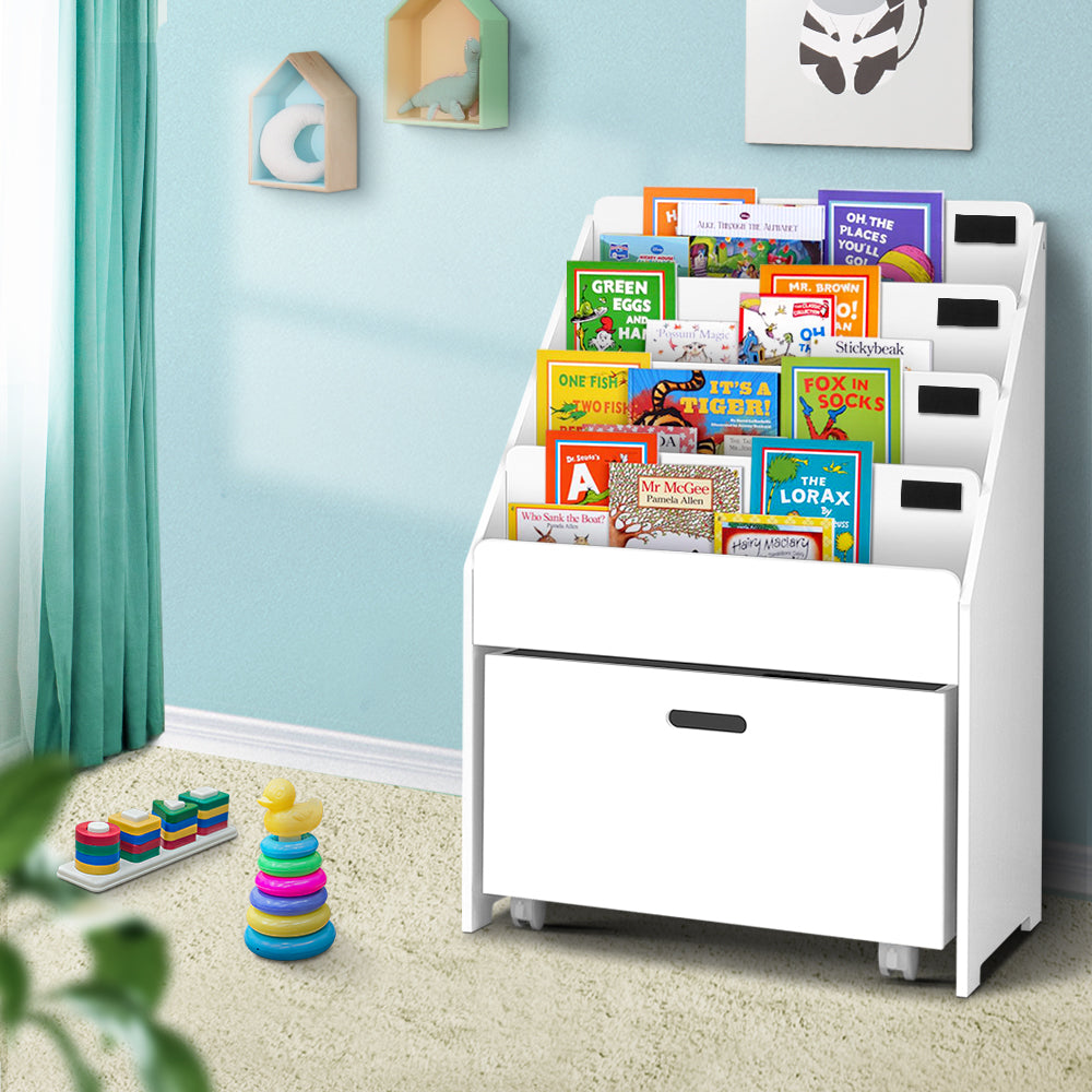 Keezi Kids Bookshelf Storage Organiser Bookcase Drawers Children Display Shelf - Newstart Furniture