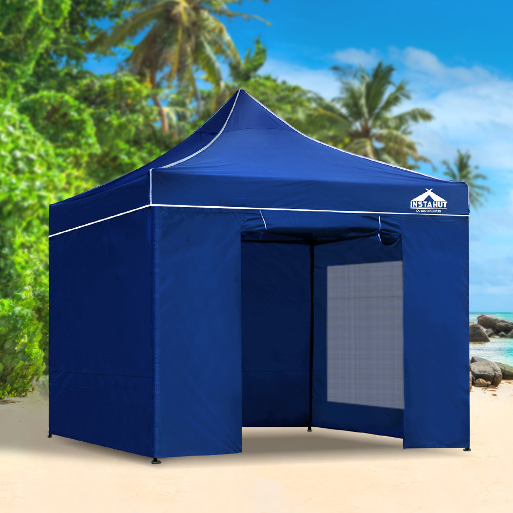 Instahut Gazebo Pop Up Marquee 3x3m Folding Wedding Tent Gazebos Shade Blue - Newstart Furniture