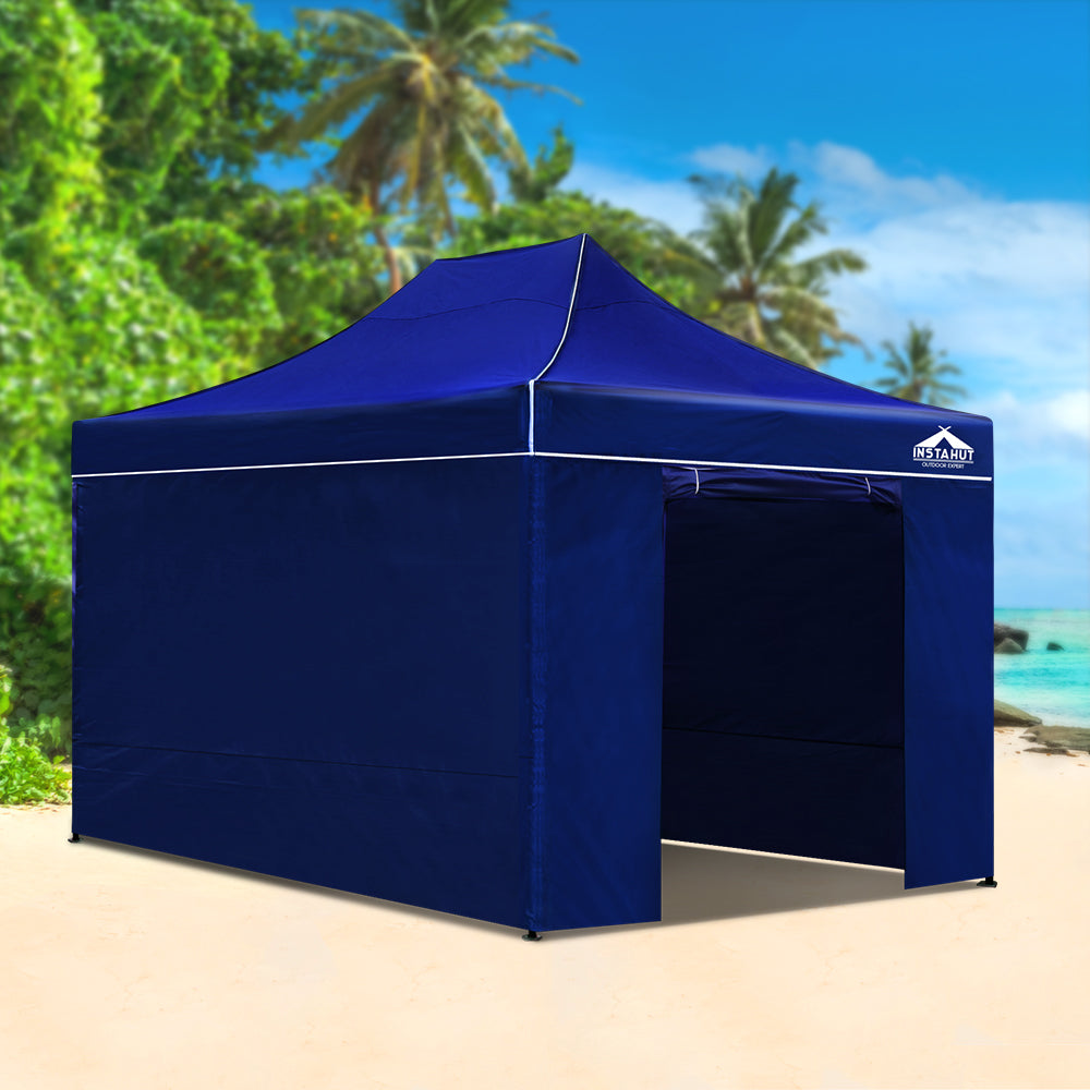Instahut Gazebo Pop Up Marquee 3x4.5m Folding Wedding Tent Gazebos Shade Blue - Newstart Furniture
