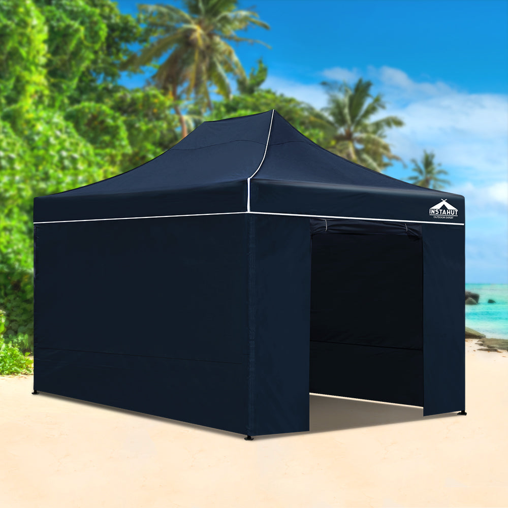 Instahut Gazebo Pop Up Marquee 3x4.5m Folding Wedding Tent Gazebos Shade Navy - Newstart Furniture