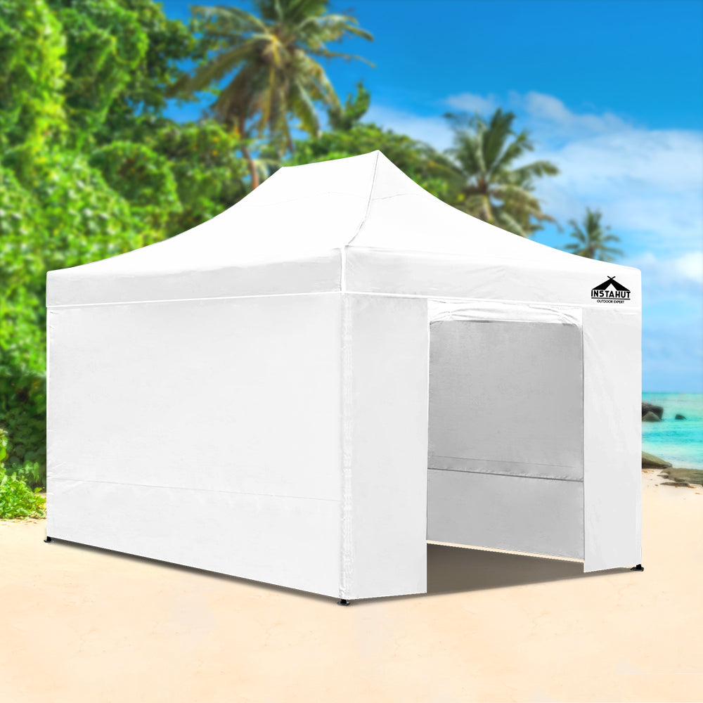 Instahut Gazebo Pop Up Marquee 3x4.5m Folding Wedding Tent Gazebos Shade White - Newstart Furniture