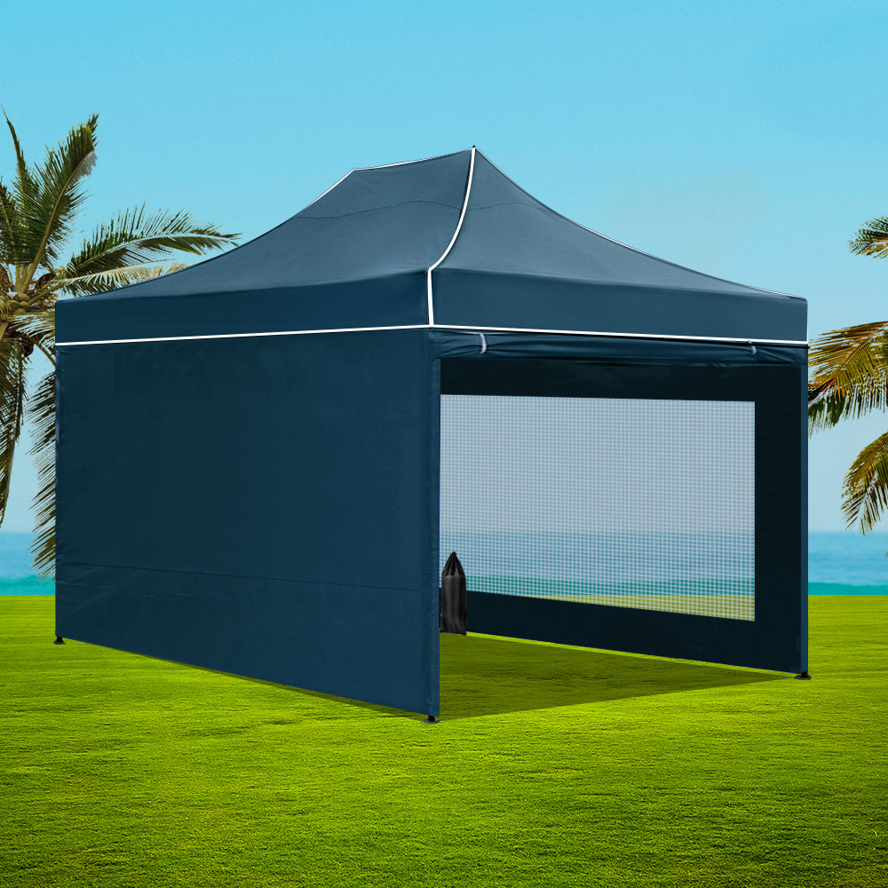 Instahut Gazebo Pop Up Marquee 3x4.5 Folding Wedding Tent Gazebos Shade Navy - Newstart Furniture