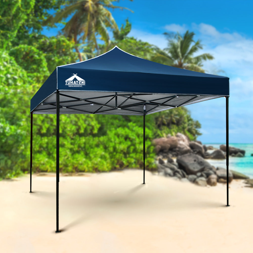 Instahut Gazebo Pop Up Marquee 3x3m Outdoor Tent Folding Wedding Gazebos Navy - Newstart Furniture
