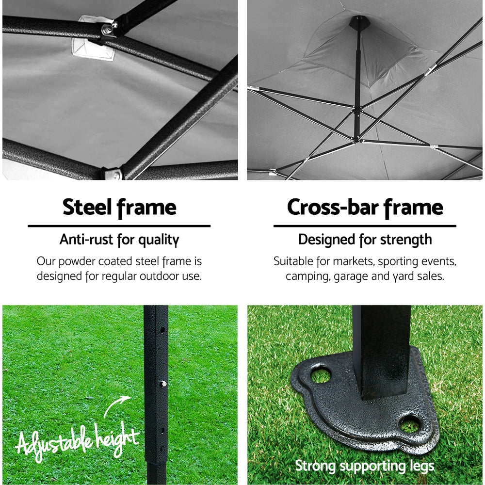 Instahut Gazebo Pop Up Marquee 3x6m Outdoor Tent Folding Wedding Gazebos Black - Newstart Furniture