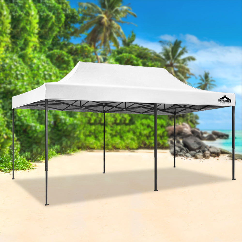 Instahut Gazebo Pop Up Marquee 3x6m Outdoor Tent Folding Wedding Gazebos White - Newstart Furniture