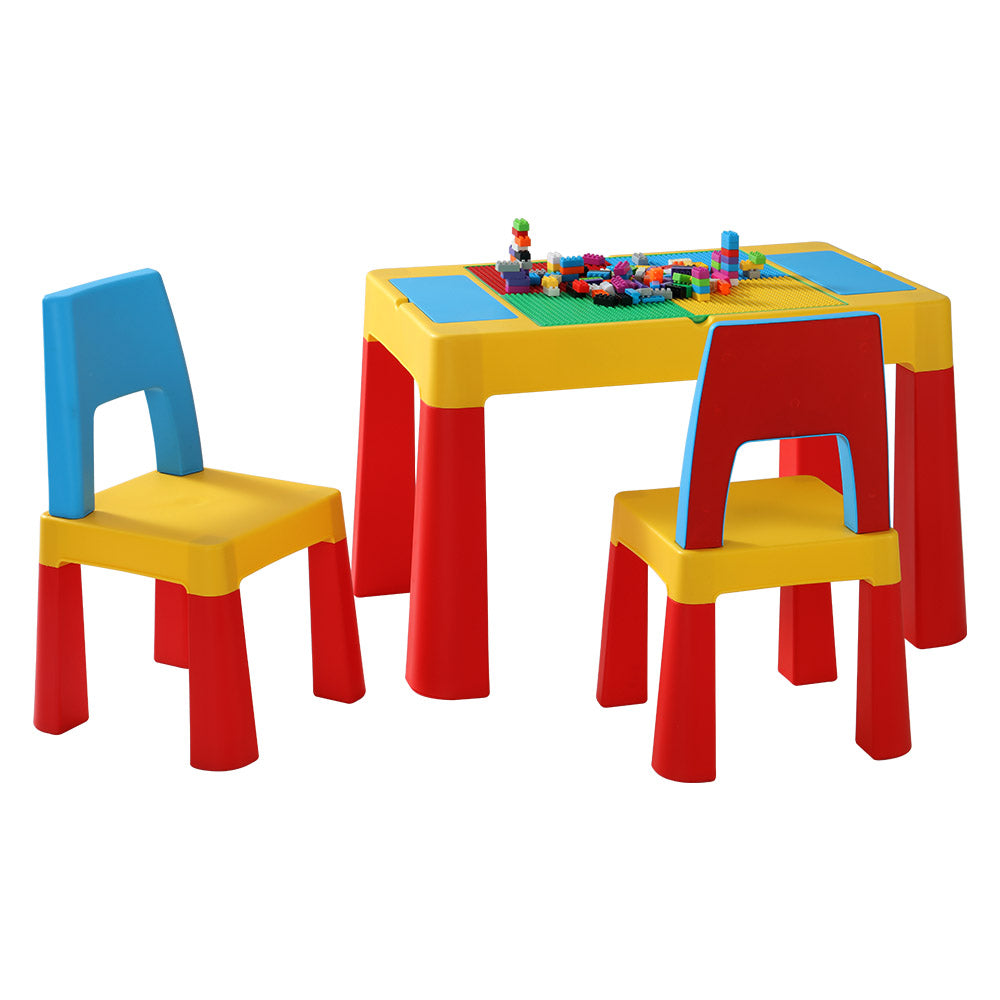 Keezi 3PCS Kids Table and Chairs Set Activity Chalkboard Toys Storage Box Desk - Newstart Furniture