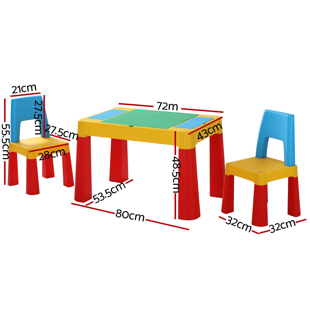 Keezi 3PCS Kids Table and Chairs Set Activity Chalkboard Toys Storage Box Desk - Newstart Furniture