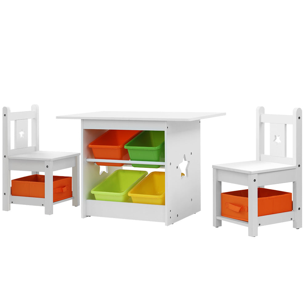Keezi 3 PCS Kids Table and Chairs Set Children Furniture Play Toys Storage Box - Newstart Furniture