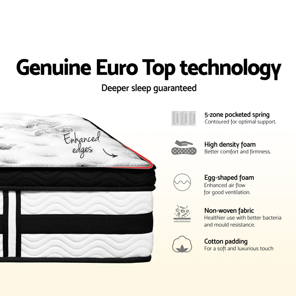 Giselle Bedding Algarve Euro Top Pocket Spring Mattress 34cm Thick – Single - Newstart Furniture