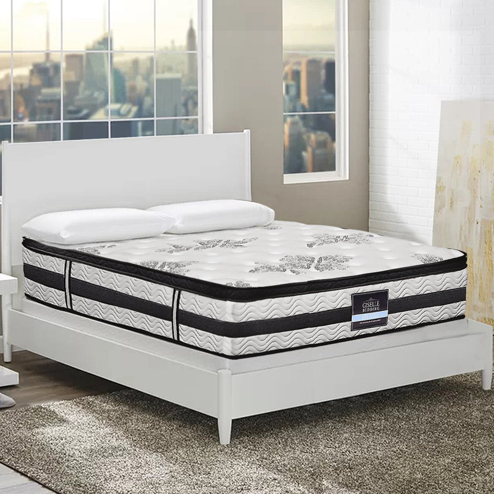 Giselle Bedding Super King Mattress Bed Euro Top Pocket Spring Firm Foam 34CM - Newstart Furniture