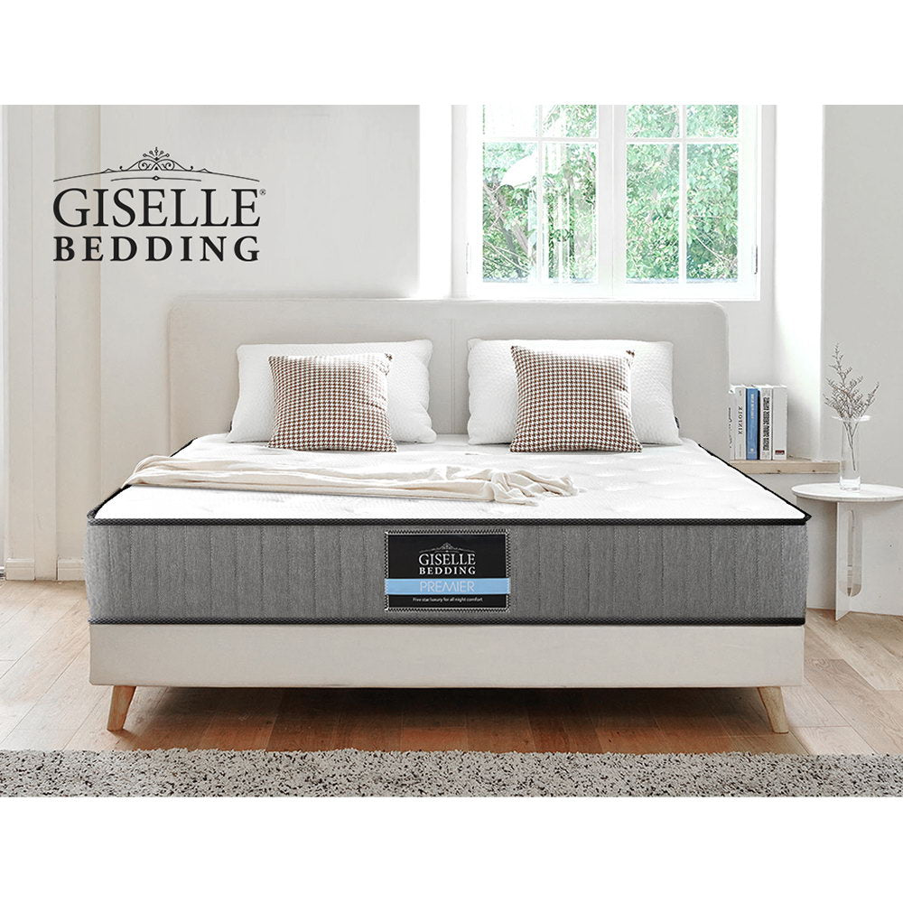 Giselle Bedding Queen Mattress Extra Firm Pocket Spring Foam Super Firm 23cm - Newstart Furniture