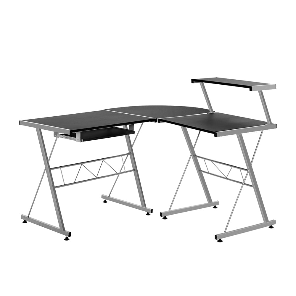 Artiss Corner Metal Pull Out Table Desk - Black - Newstart Furniture