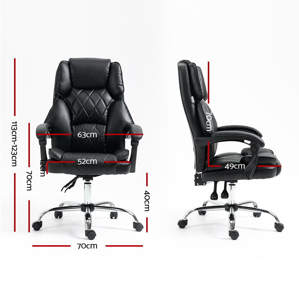 Artiss Executive Office Chair Leather Gaming Computer Desk Chairs Recliner Black - Newstart Furniture
