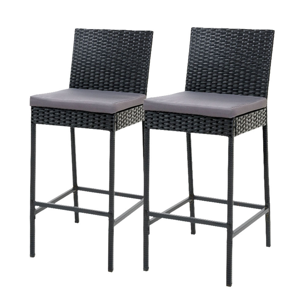 Gardeon Set of 2 Outdoor Bar Stools Dining Chairs Wicker Furniture - Newstart Furniture
