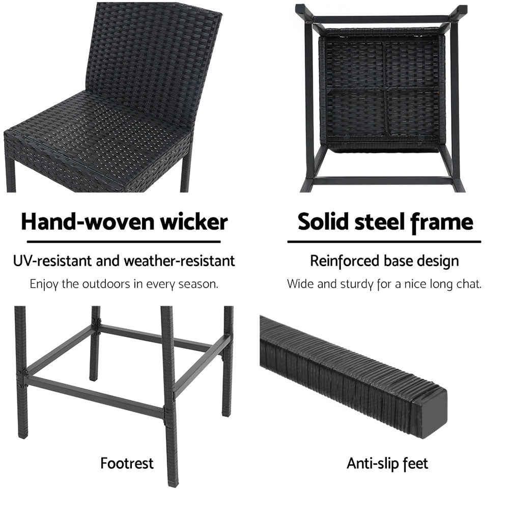 Gardeon Set of 2 Outdoor Bar Stools Dining Chairs Wicker Furniture - Newstart Furniture