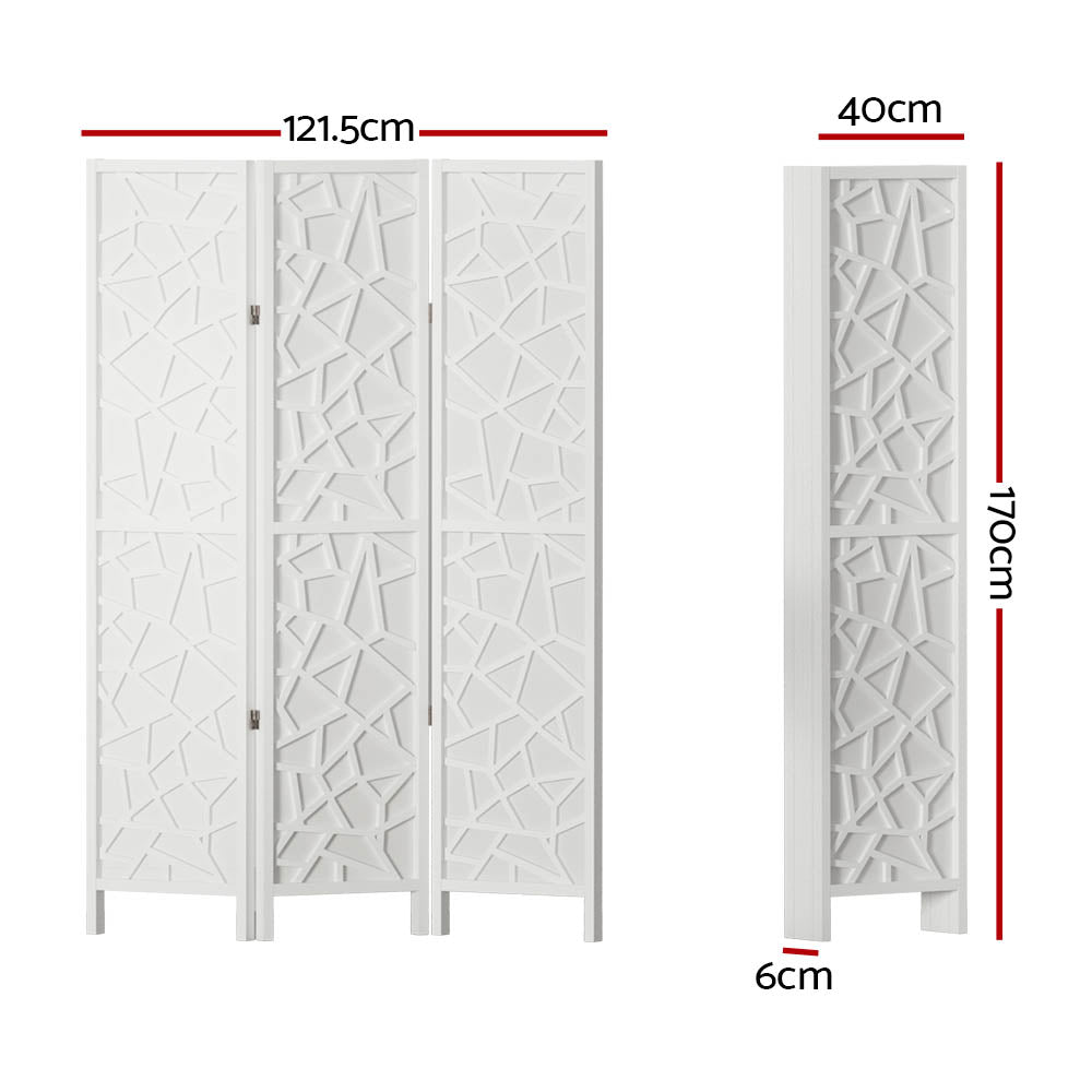 Artiss Clover Room Divider Screen Privacy Wood Dividers Stand 3 Panel White - Newstart Furniture