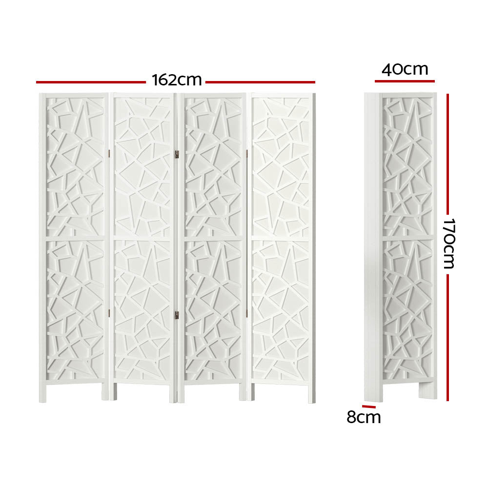 Artiss Clover Room Divider Screen Privacy Wood Dividers Stand 4 Panel White - Newstart Furniture