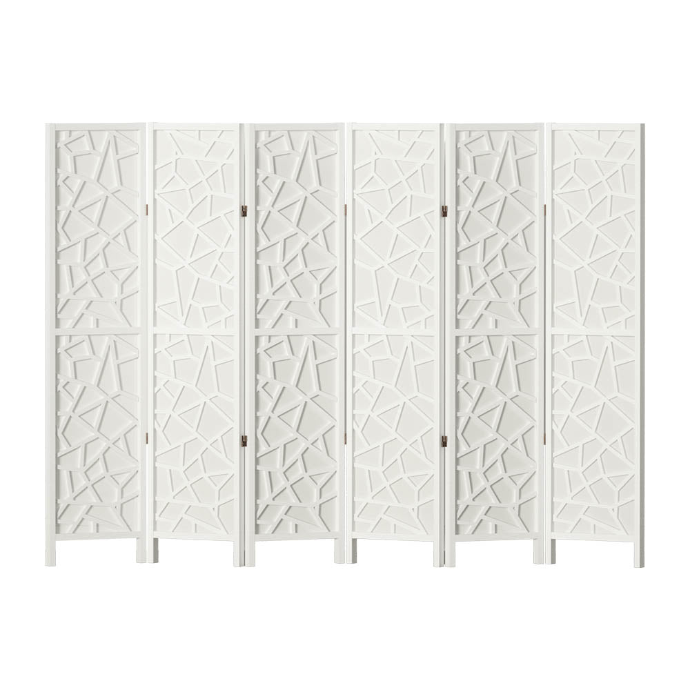Artiss Clover Room Divider Screen Privacy Wood Dividers Stand 6 Panel White - Newstart Furniture