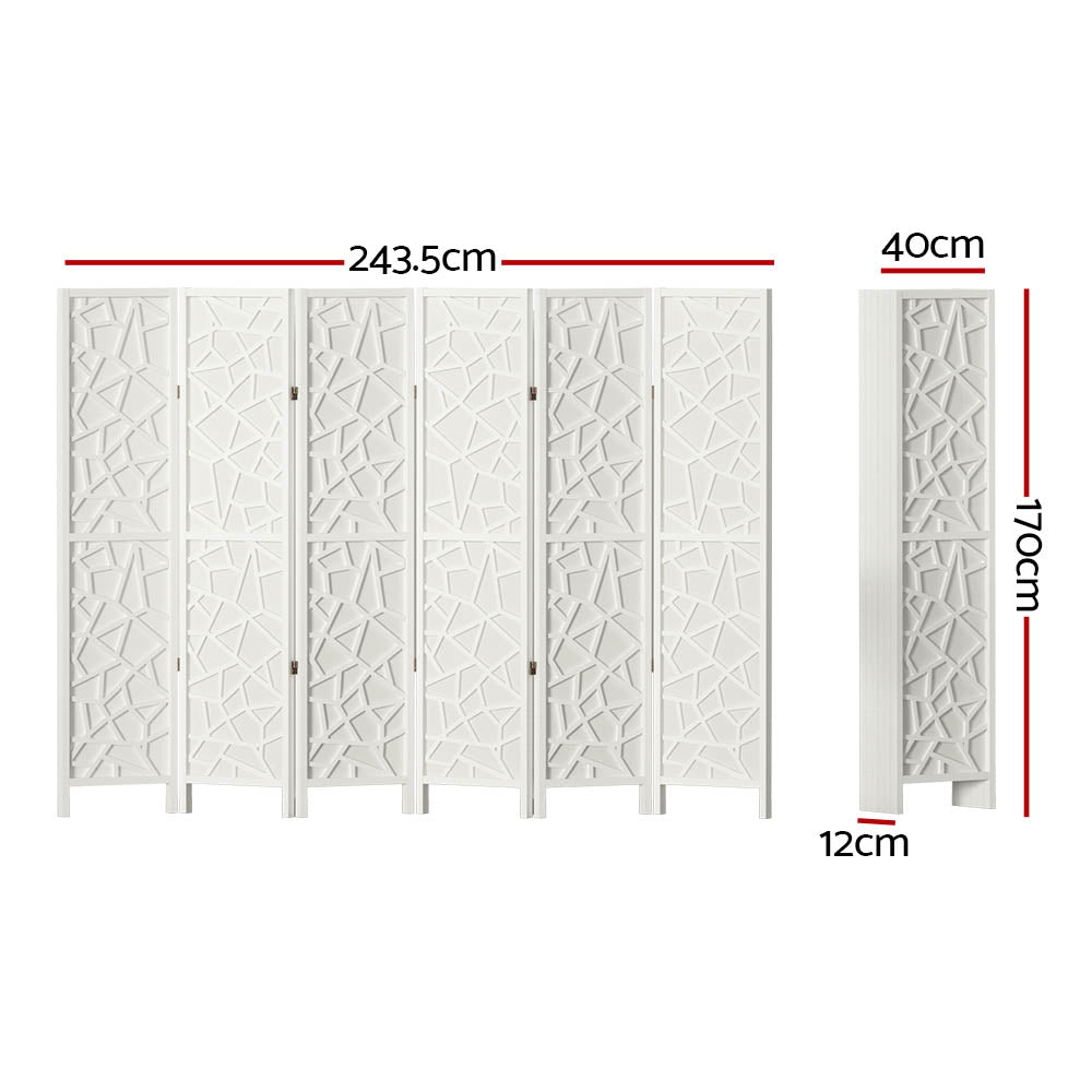 Artiss Clover Room Divider Screen Privacy Wood Dividers Stand 6 Panel White - Newstart Furniture