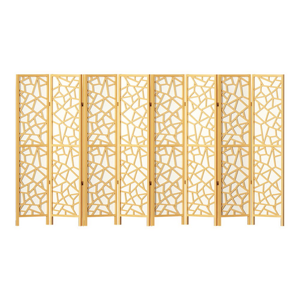 Artiss Clover Room Divider Screen Privacy Wood Dividers Stand 8 Panel Natural - Newstart Furniture