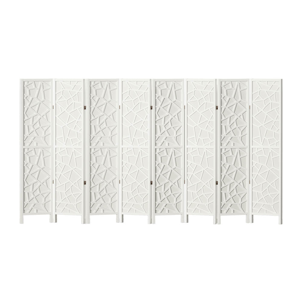 Artiss Clover Room Divider Screen Privacy Wood Dividers Stand 8 Panel White - Newstart Furniture