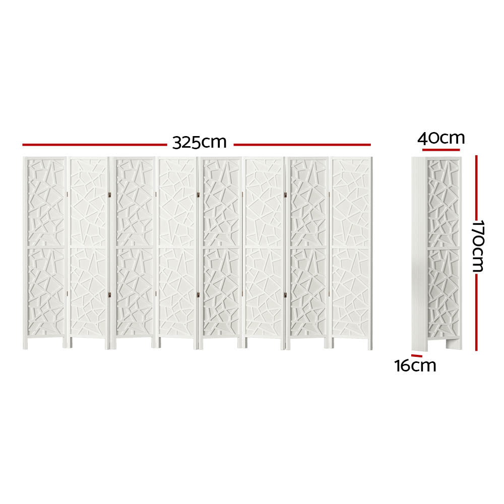 Artiss Clover Room Divider Screen Privacy Wood Dividers Stand 8 Panel White - Newstart Furniture