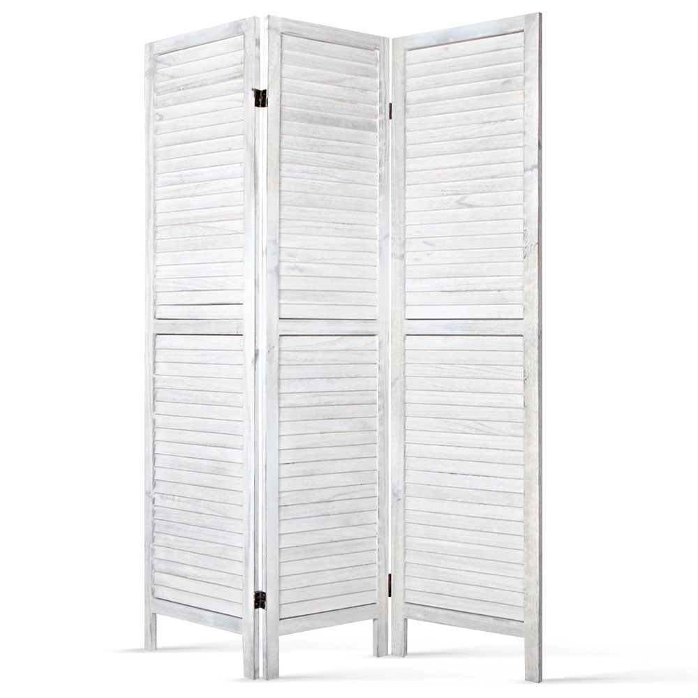 Artiss 3 Panel Room Divider Screen Privacy Wood Dividers Timber Stand White - Newstart Furniture