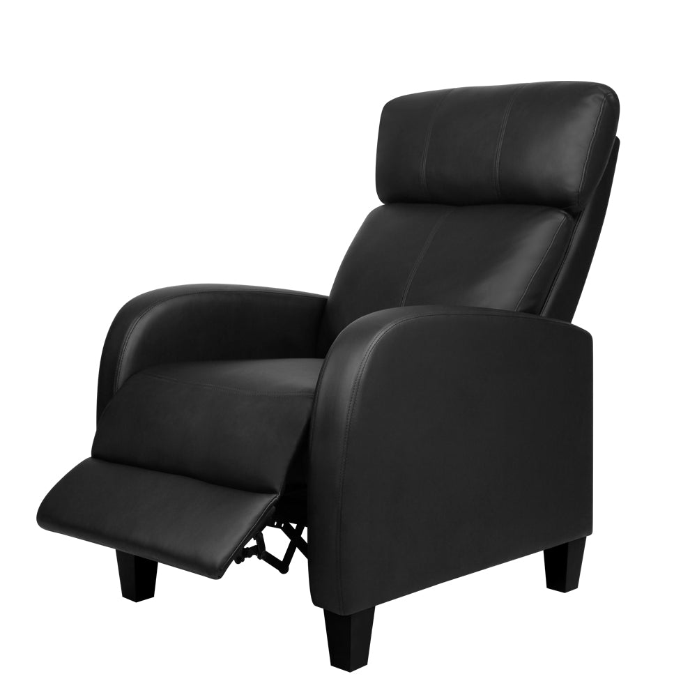 Artiss PU Leather Reclining Armchair - Black - Newstart Furniture