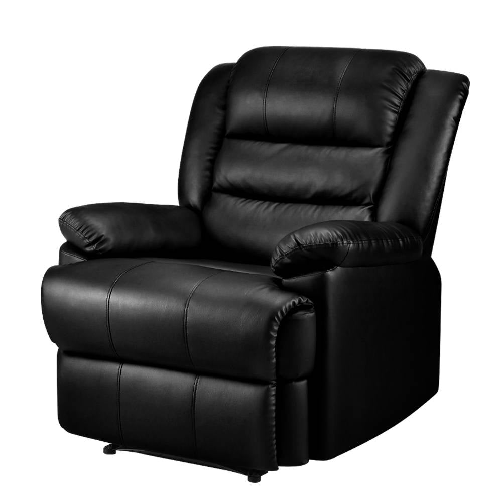 Artiss Recliner Chair Armchair Luxury Single Lounge Sofa Couch Leather Black - Newstart Furniture