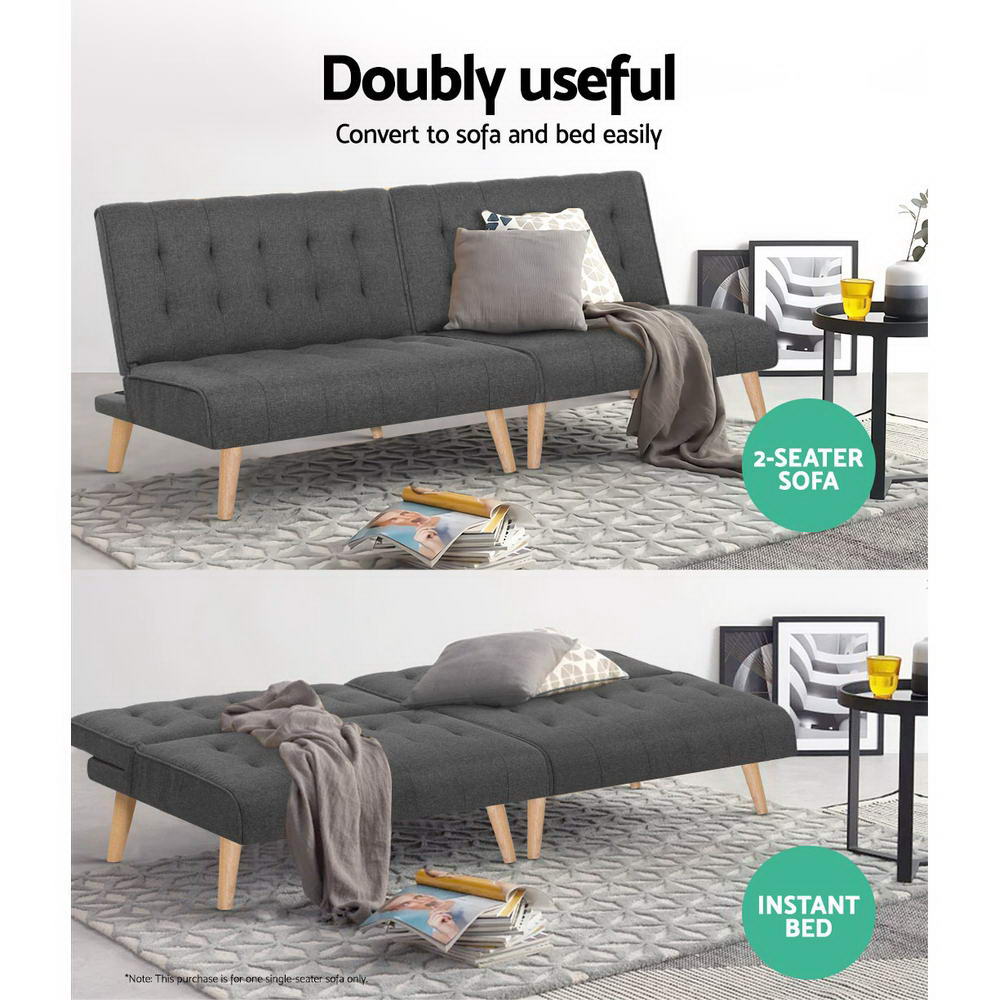 Artiss Linen Sofa Bed Lounge Chair Single Seater Modular Bed Set - Newstart Furniture
