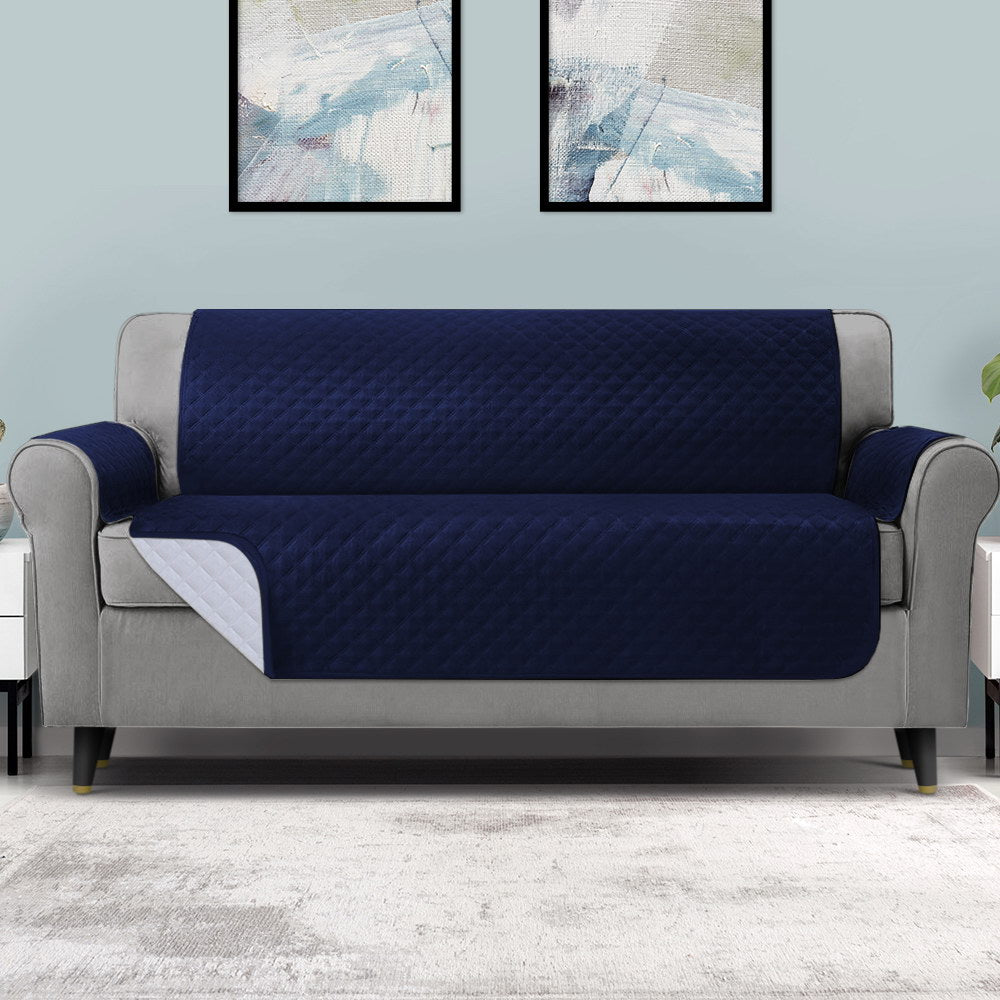 Artiss Sofa Cover Quilted Couch Covers 100% Water Resistant 4 Seater Navy - Newstart Furniture