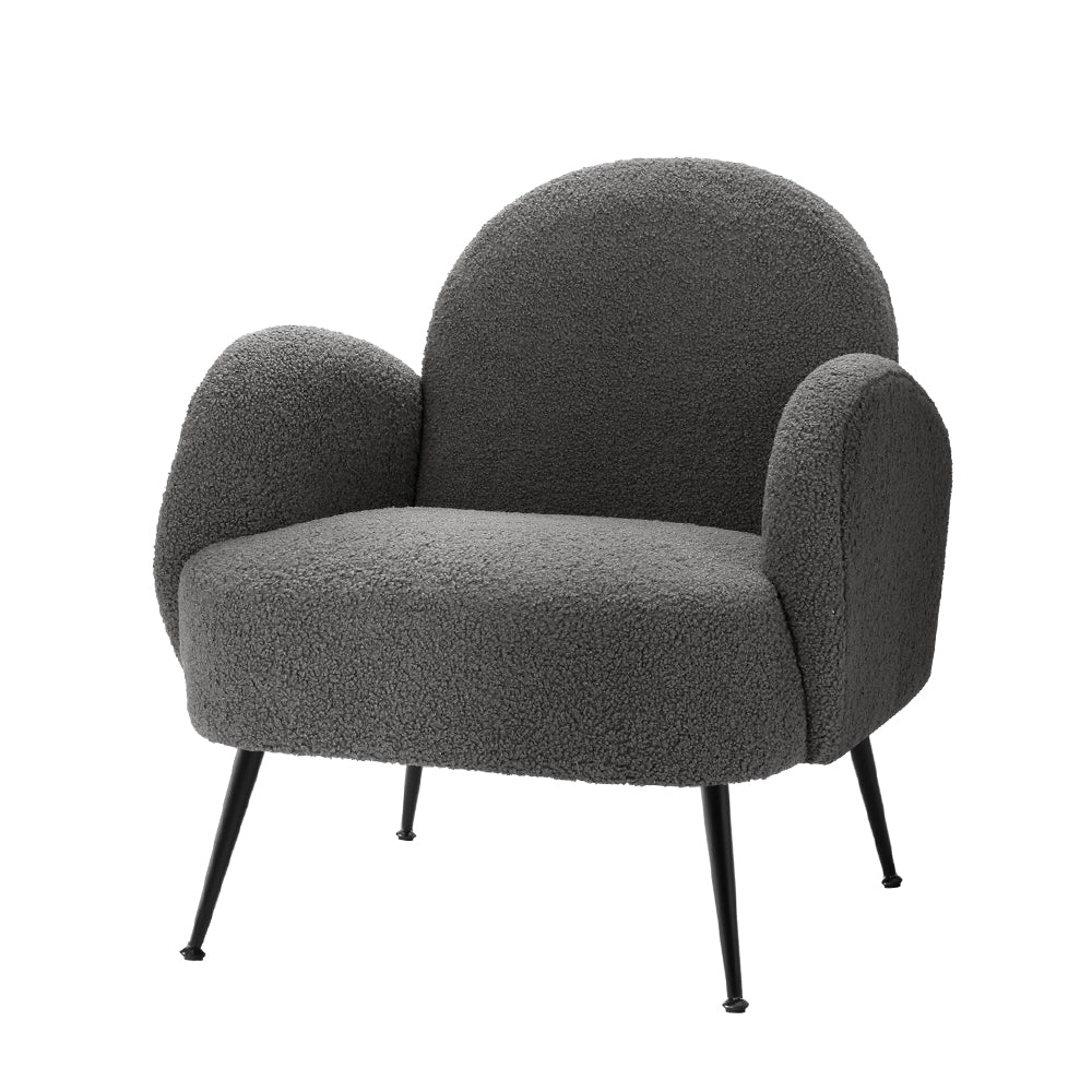 Artiss Armchair Lounge Chair Armchairs Accent Arm Chairs Sherpa Boucle Charcoal - Newstart Furniture
