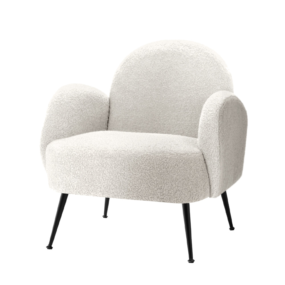 Artiss Armchair Lounge Chair Armchairs Accent Arm Chairs Sherpa Boucle White - Newstart Furniture