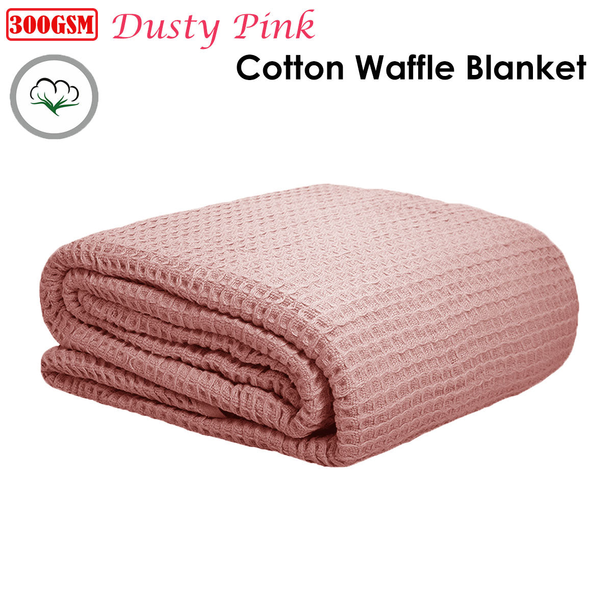 Cotton Waffle Blanket Dusty Pink King - Newstart Furniture