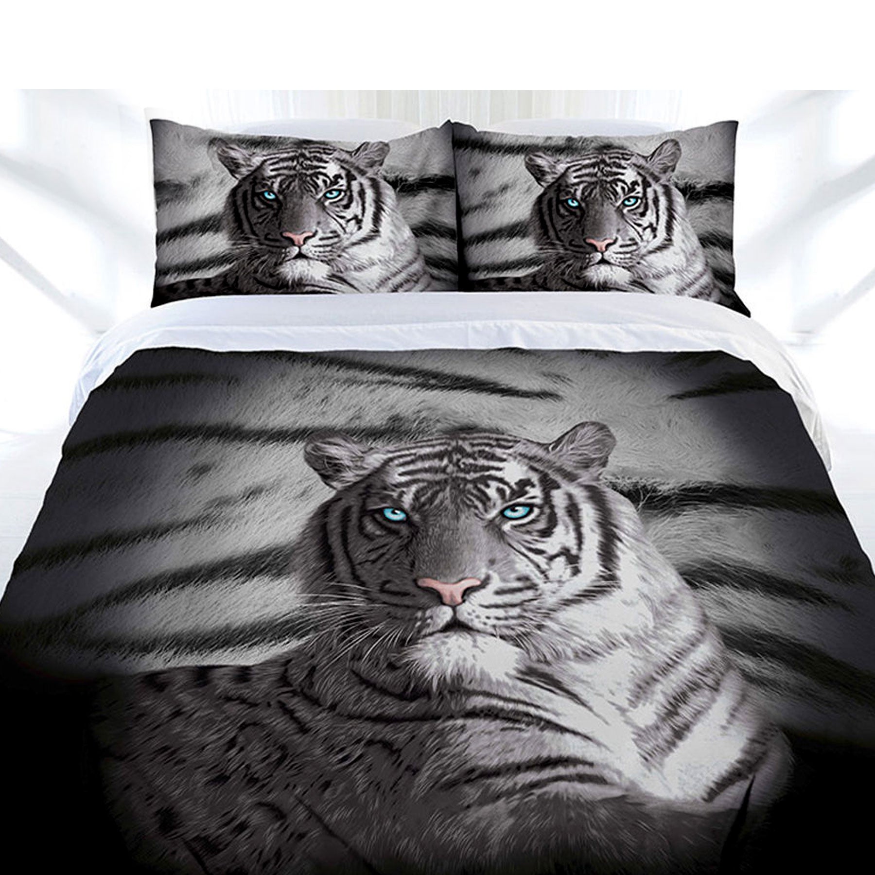 Just Home Blue Eyes Stripes Tiger Quilt Cover Set King - Newstart Furniture