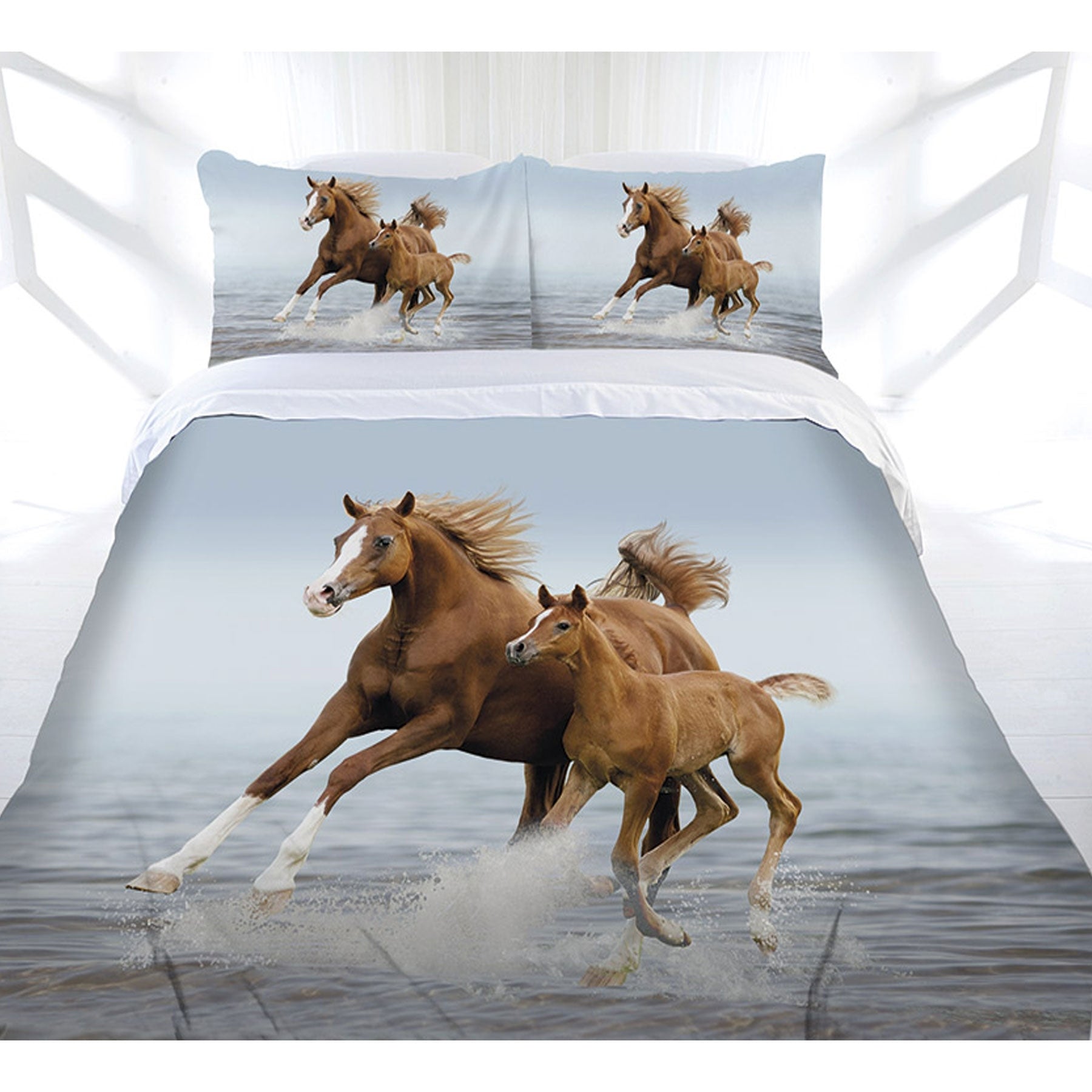 Just Home Frolicking Horse Quilt Cover Set Queen - Newstart Furniture