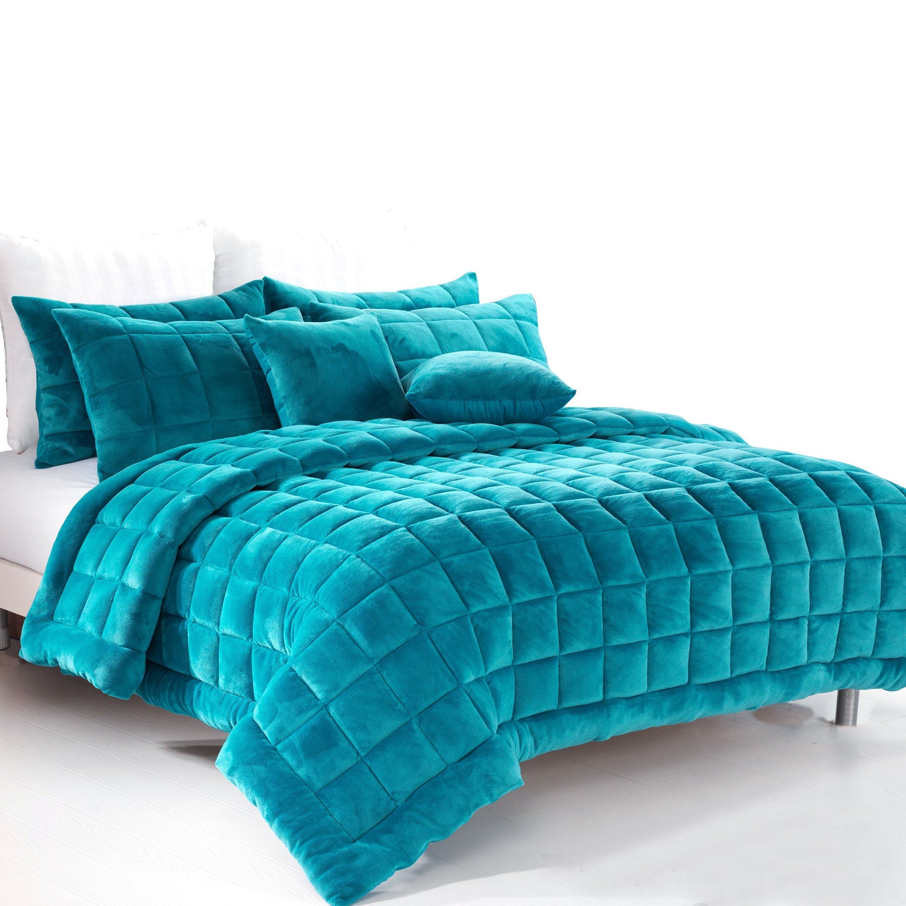 Alastairs Augusta Faux Mink Quilt / Comforter Set Emerald Green Super King - Newstart Furniture