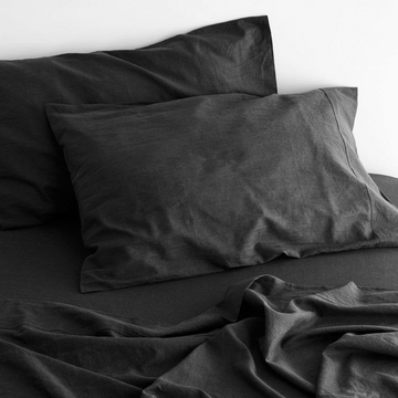 luxurious linen cotton sheet set 1 king charcoal - Newstart Furniture